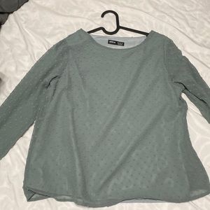 Swiss Dot Flounce Sleeve Blouse shein